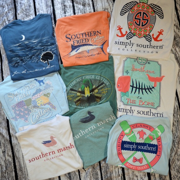 Southern Marsh Tops - Lot of 9 Southern T-shirts Marsh Simply Fried S